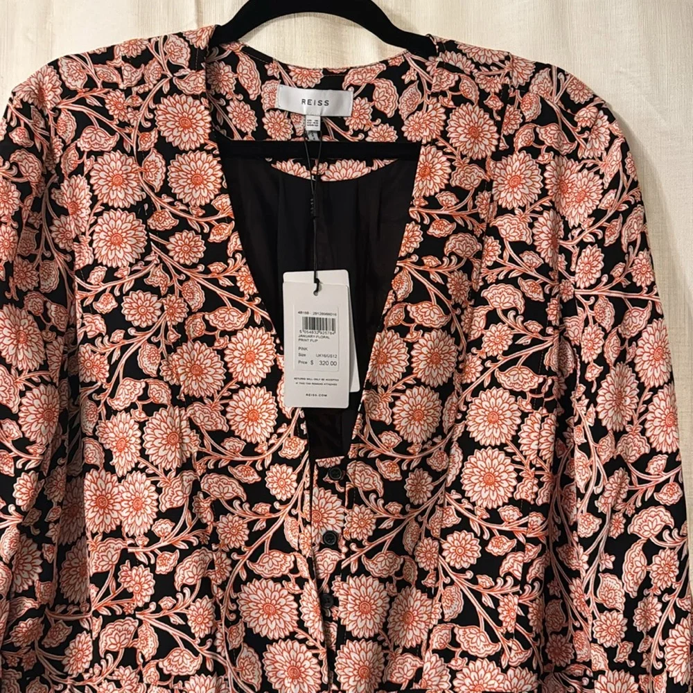 Floral V-Neck Dress - Pink and Black - Picture 2 of 3